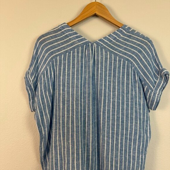 Rails Women's Jeri St. Germain Stripe Blouse Linen Blend Blue White Size Small - Picture 6 of 13